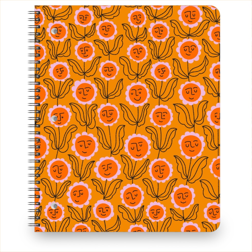 Happy Marigold Vine - Orange Notebook, 8.5x11, Orange, Orange