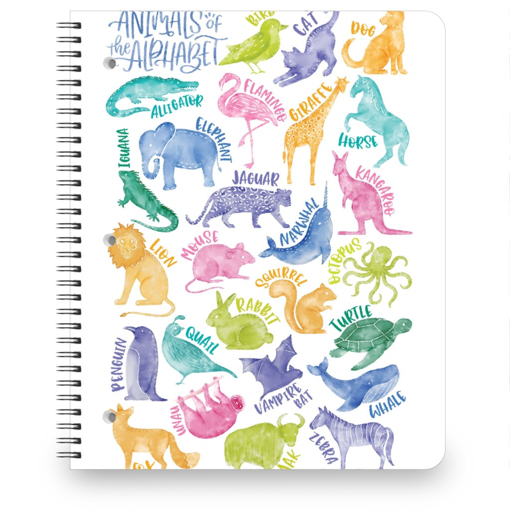 Animal Alphabet Watercolor Zoo Abcs - Multi Notebook, 8.5x11, Multicolor