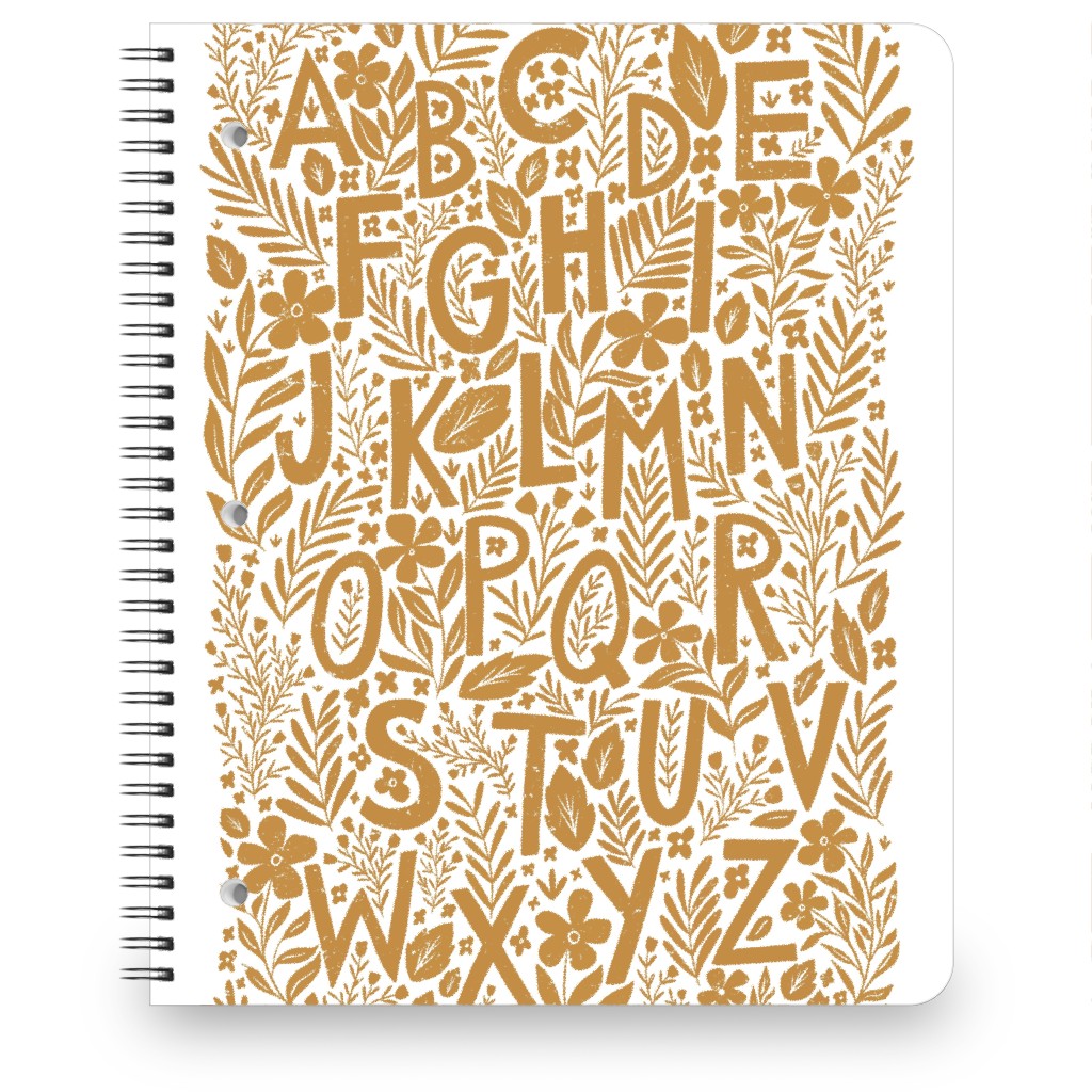 Floral Alphabet - Textured Yellow Block Print Notebook | Shutterfly