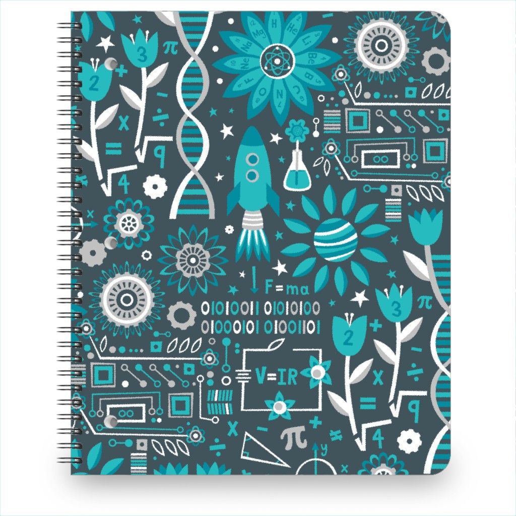 Flowers and Stem Notebook, 8.5x11, Blue, Boardwalk