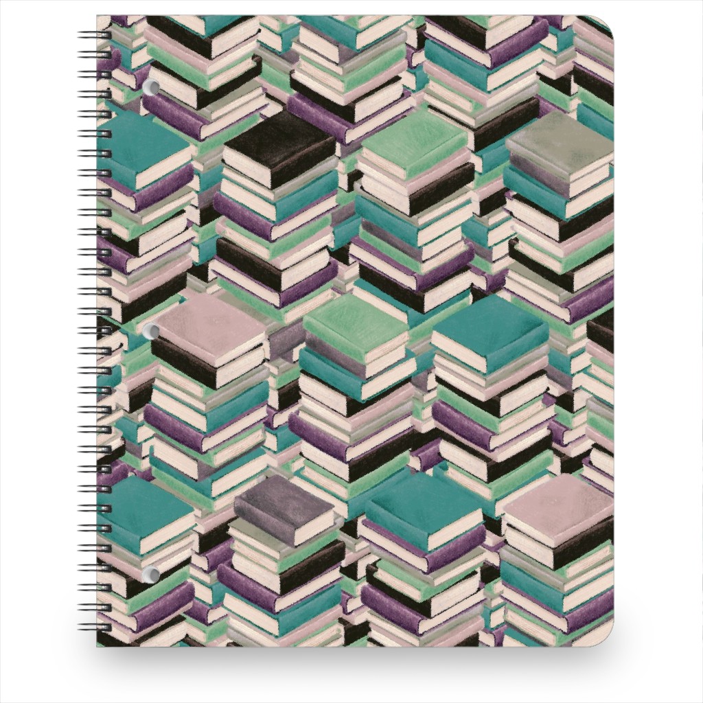 Book Stacks Notebook, 8.5x11, Green