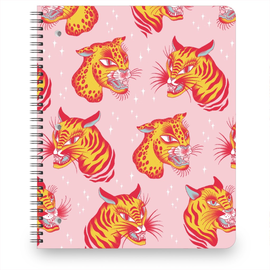 Tigerpop - Orange and Pink Notebook, 8.5x11, Pink