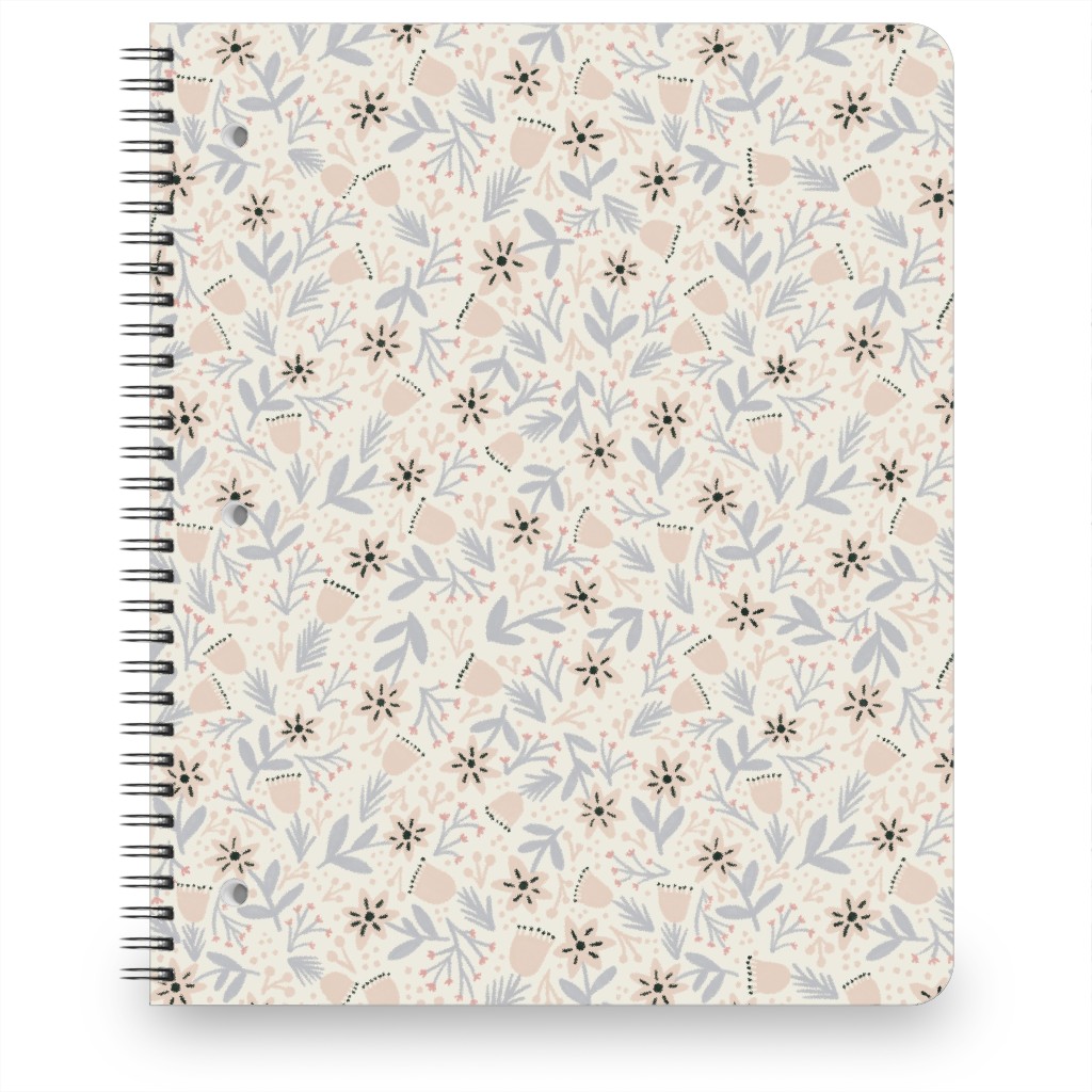 Vintage Flowers - Pastel Pink Notebook, 8.5x11, Beige, Pearl