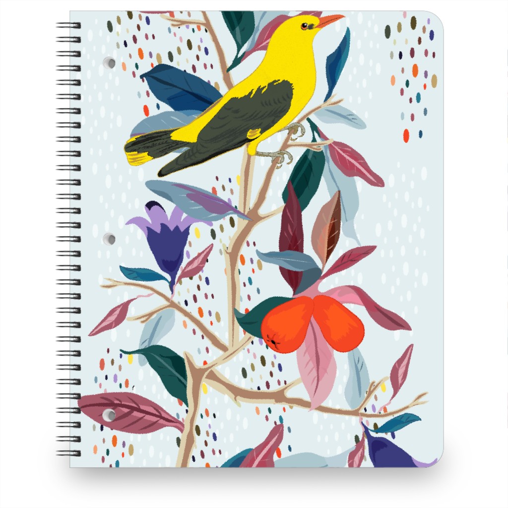 Eurasian Golden Oriole Notebook, 8.5x11, Multicolor