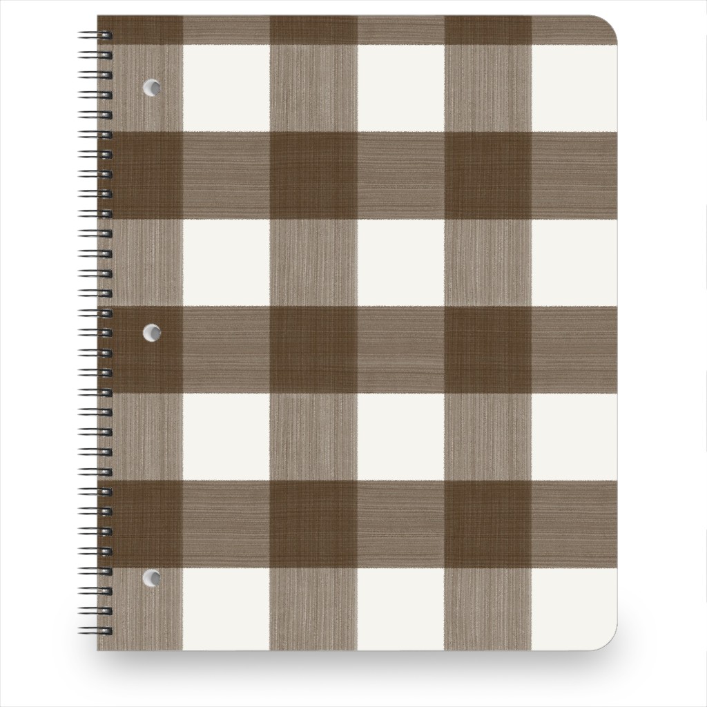 Cross Hatch Plaid Notebook, 8.5x11, Brown, Granite