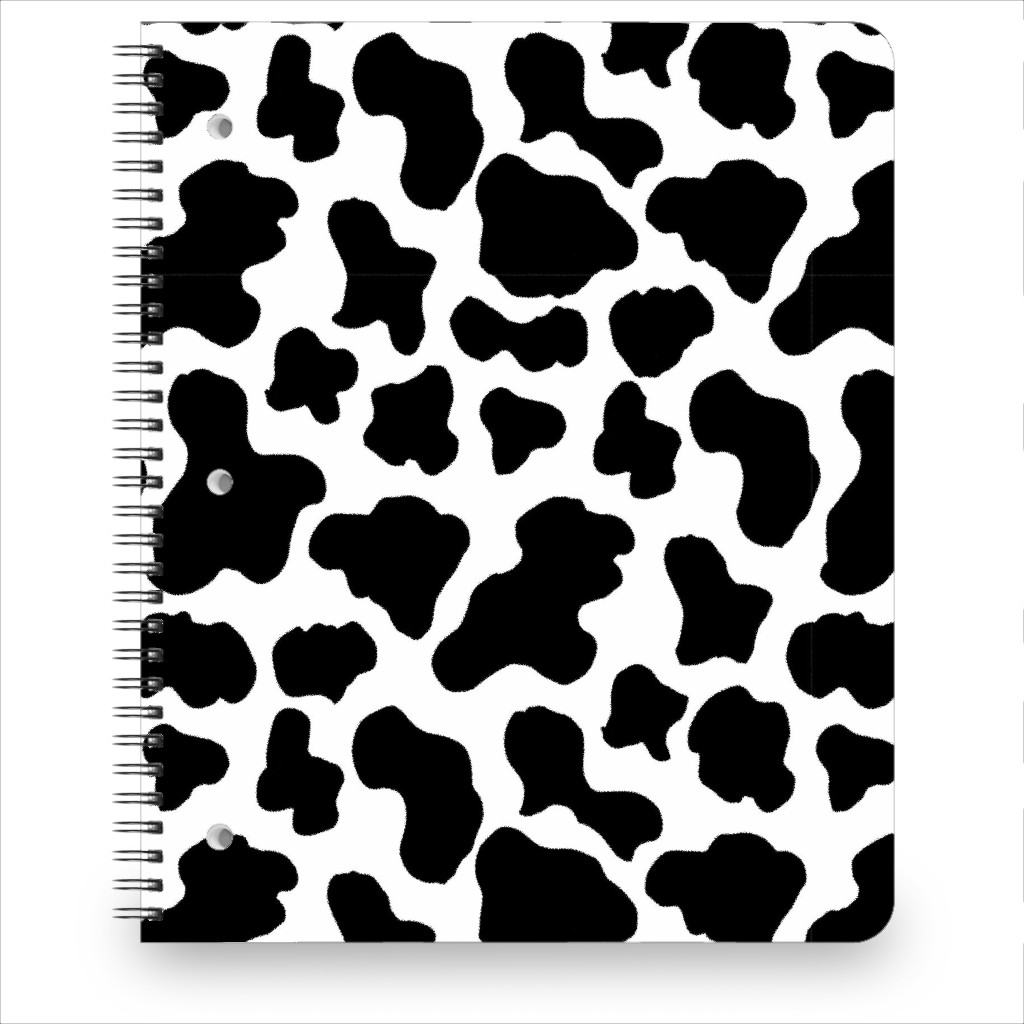 Cow Print Notebook, 8.5x11, Black, Black