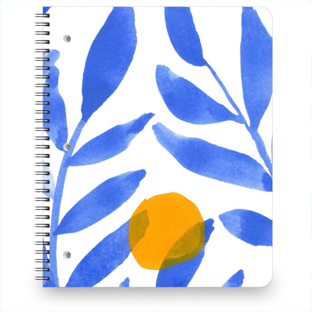 Modern Lemons Block - Blue and Orange Notebook, 8.5x11, Blue, True Blue