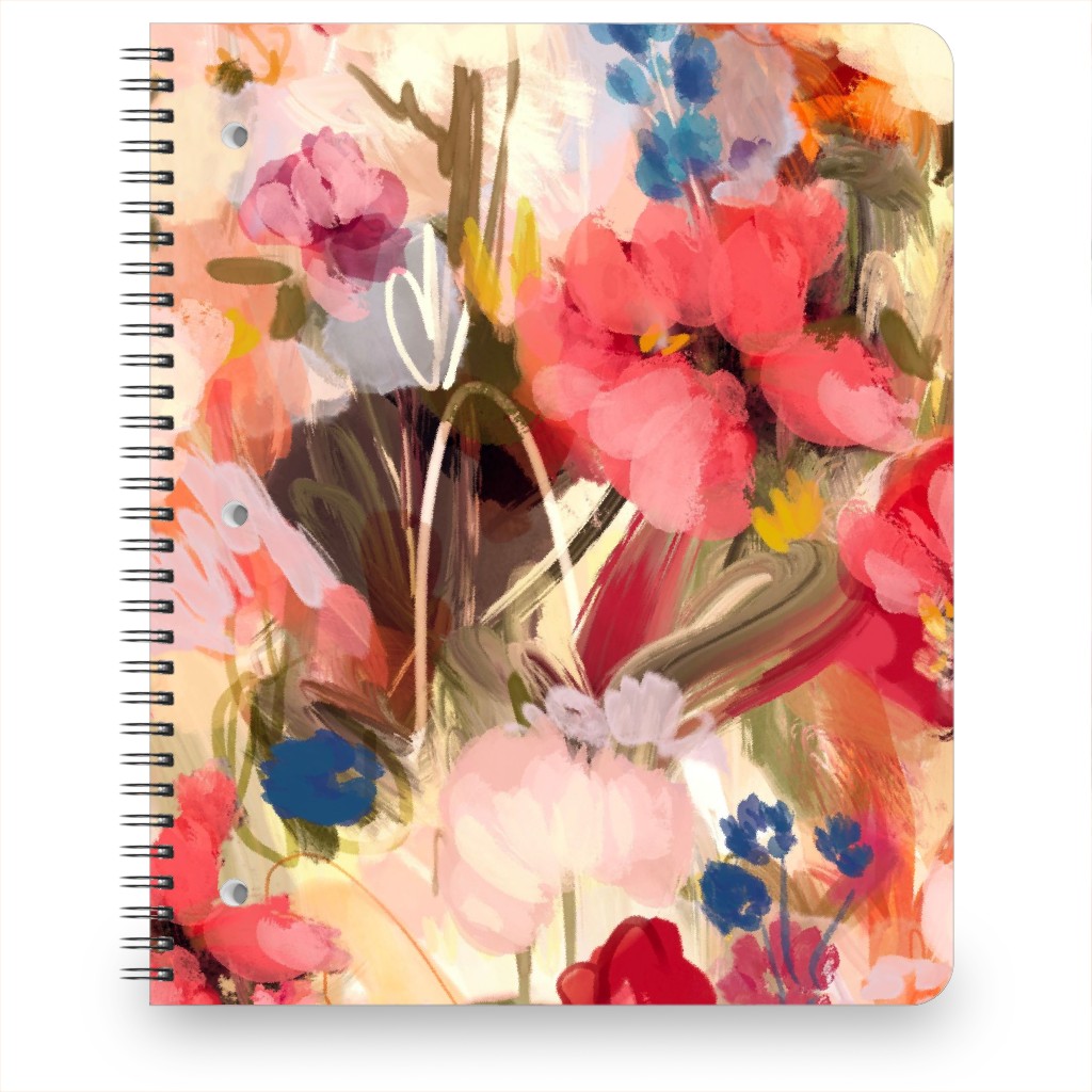 Painterly Abstract Floral Notebook, 8.5x11, Pink, Bright Pink
