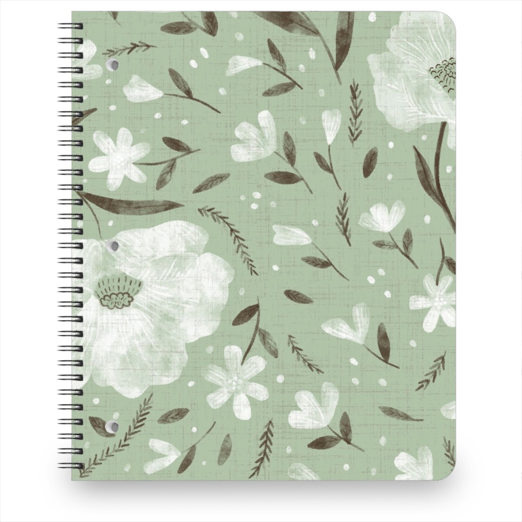 Charlotte Floral - Sage Notebook, 8.5x11, Green, Classic Green