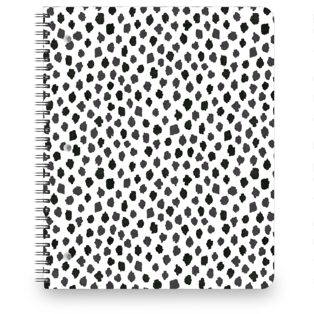 Inky Spots - Black and White Notebook, 8.5x11, White