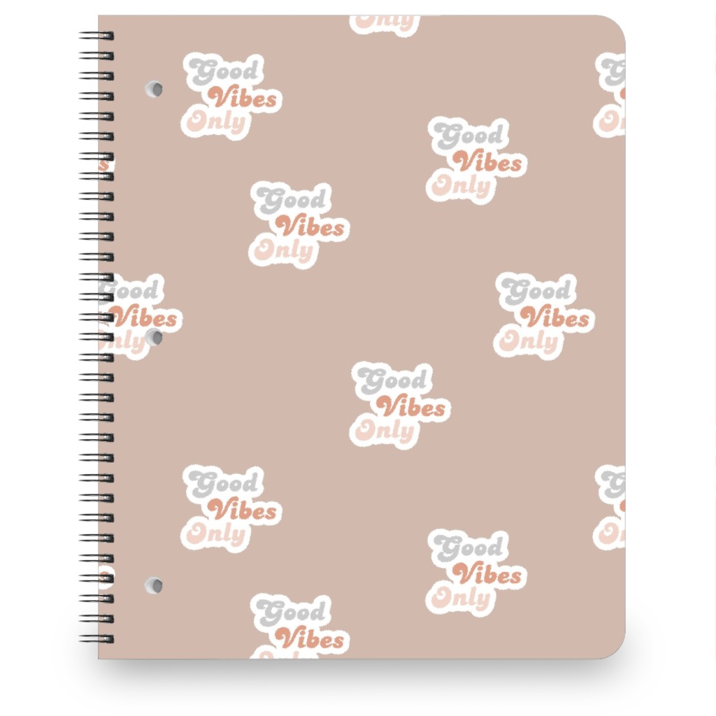 Seventies Retro Good Vibes Only Notebook, 8.5x11, Pink