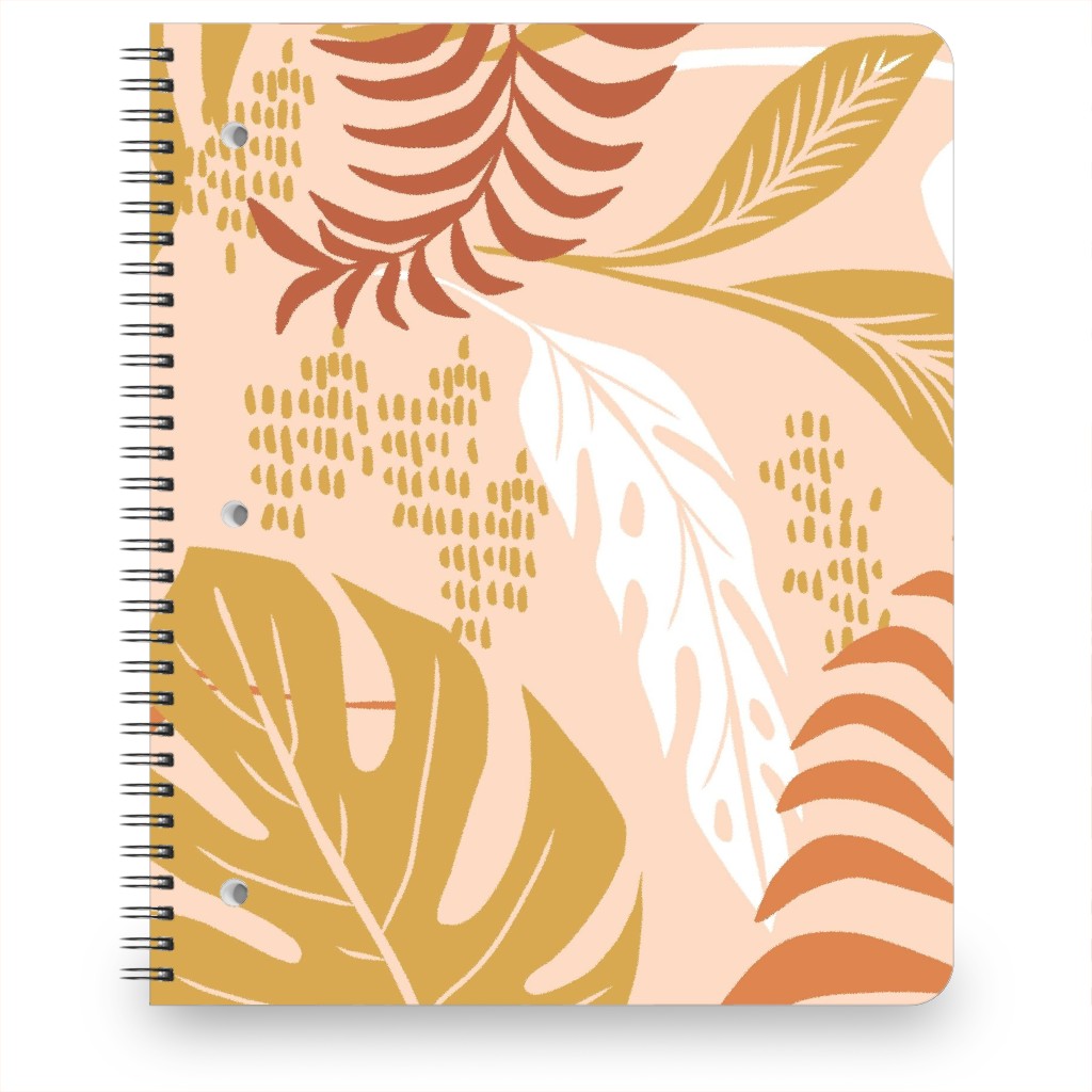 Paradiso - Tropical Palm Fronds - Golden Blush Notebook, 8.5x11, Pink