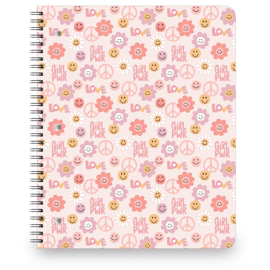 Happy Girl Power - Pink Notebook, 8.5x11, Pink