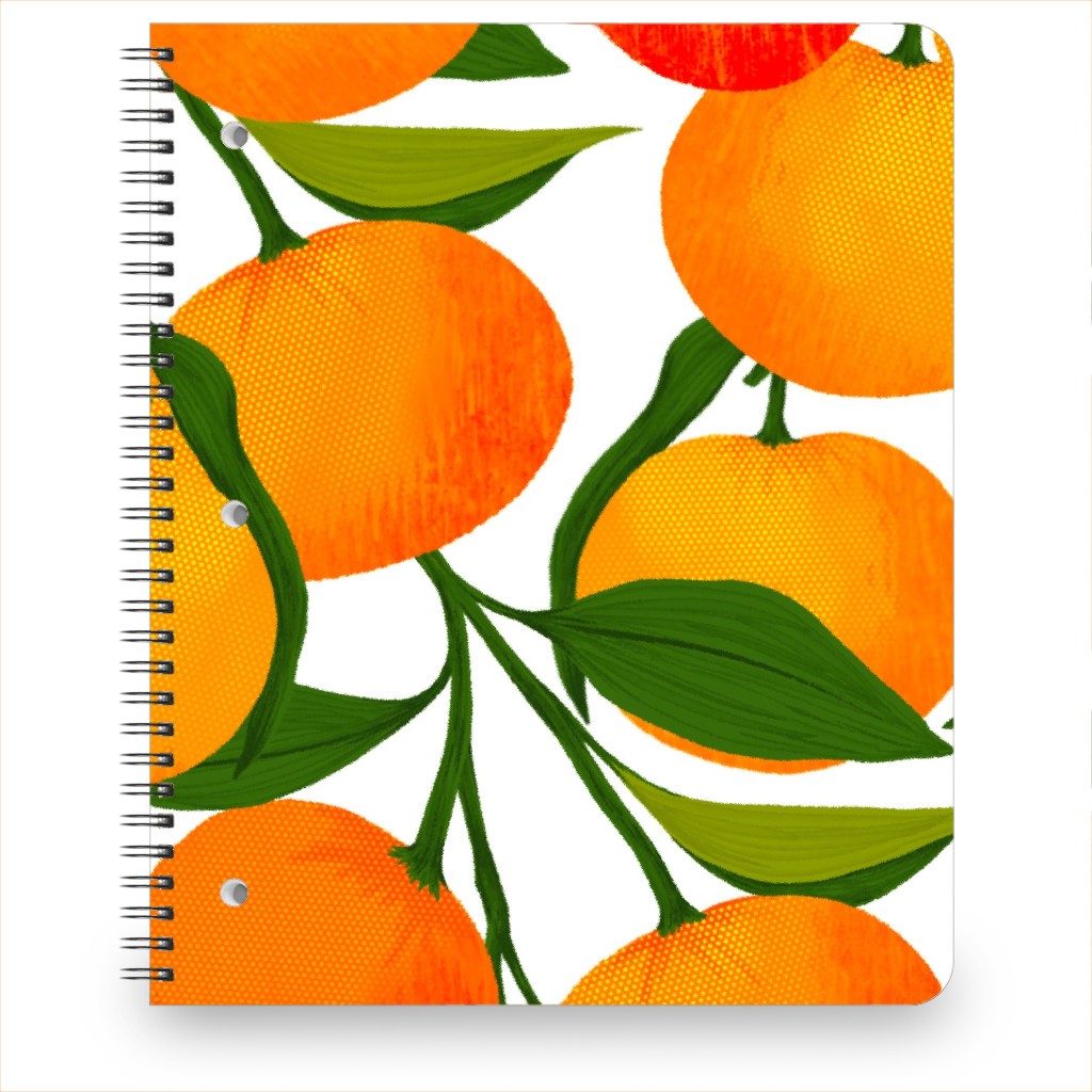 Tangerine Dreams - Orange on White Notebook, 8.5x11, Orange