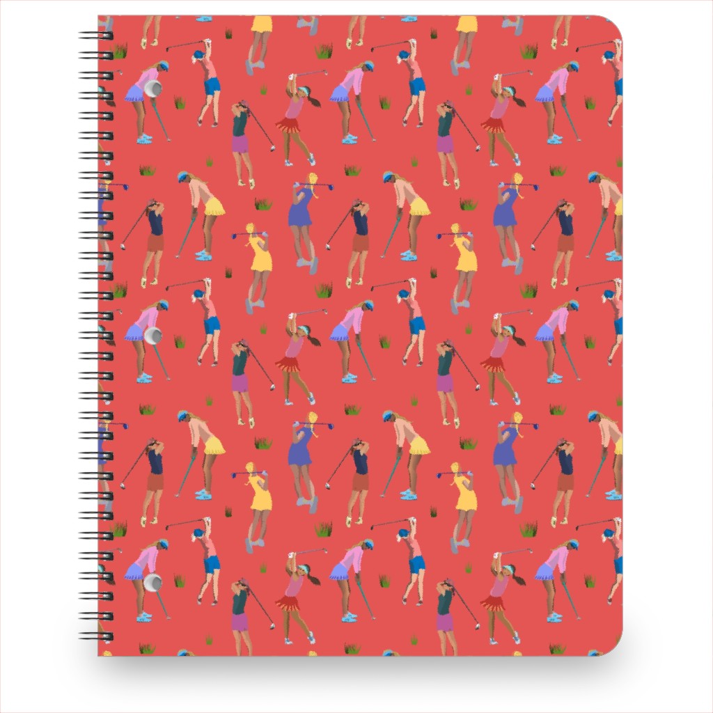 Golf Girls Notebook, 8.5x11, Red, Flamingo
