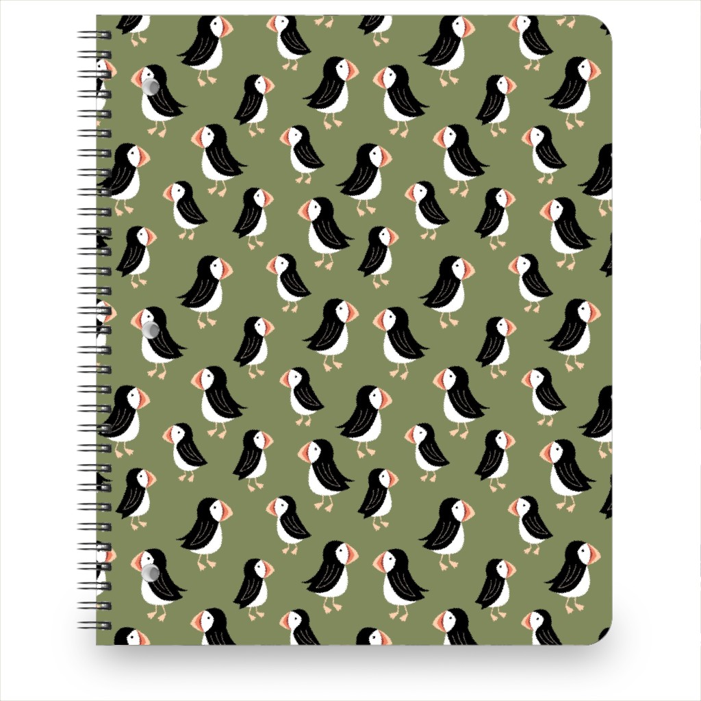 Little Puffin Friends Notebook, 8.5x11, Green