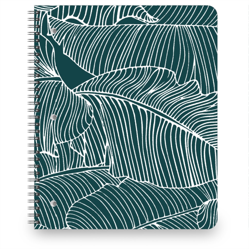 Banana Leaf - Teal Notebook, 8.5x11, Green