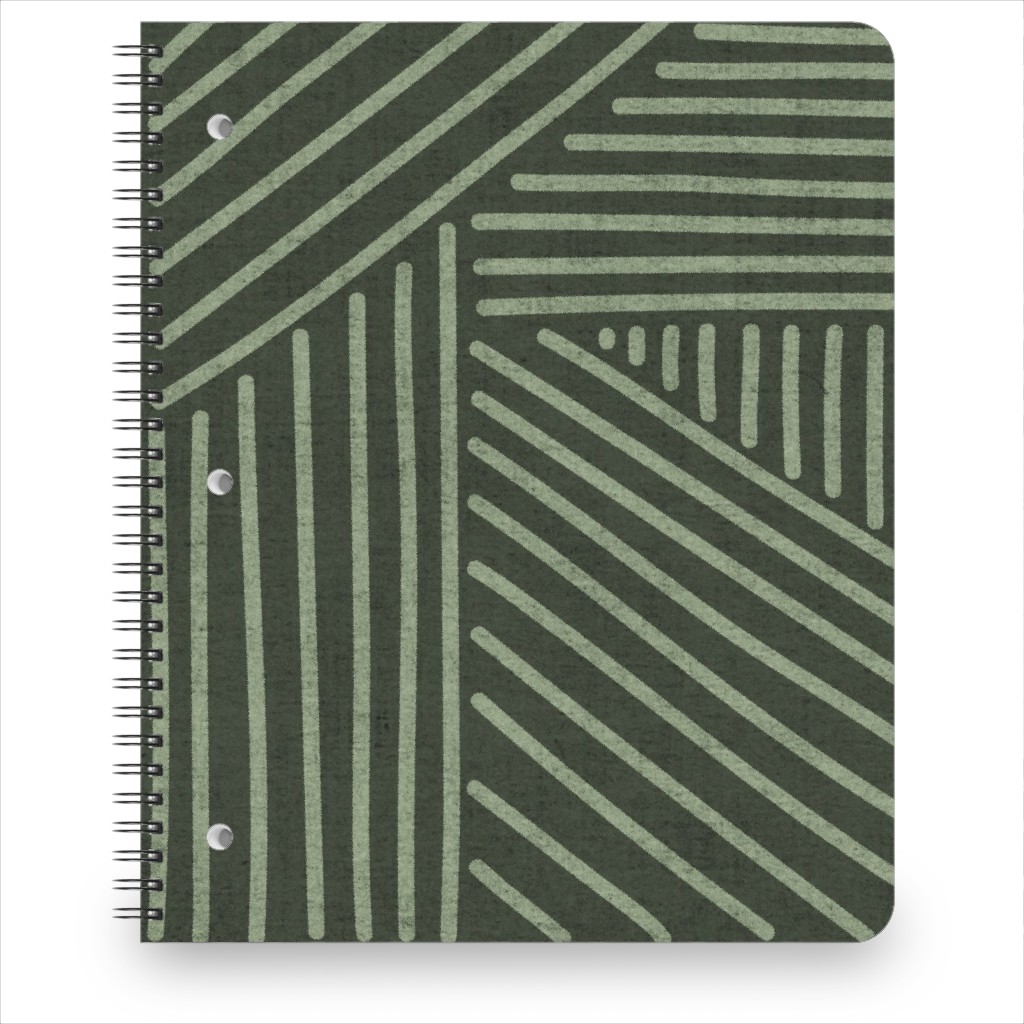 Mudcloth Weaving Line - Green Notebook, 8.5x11, Green