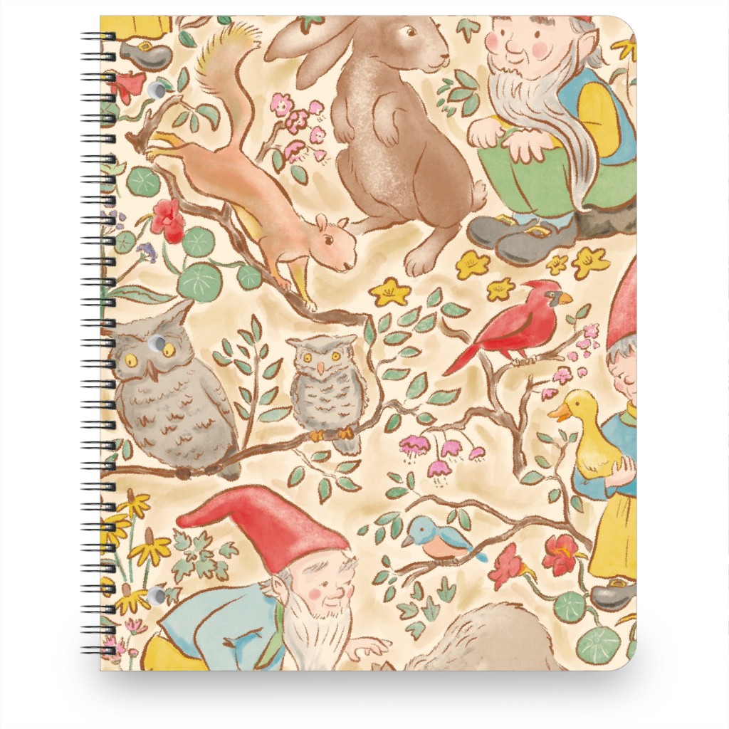 Woodland Gnomes - Multi Notebook, 8.5x11, Beige