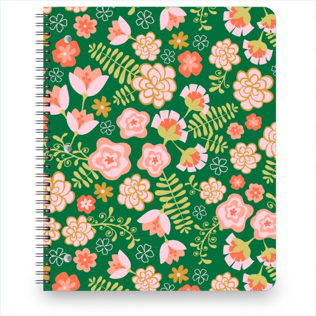 Fiesta Flowers - Green Notebook, 8.5x11, Green
