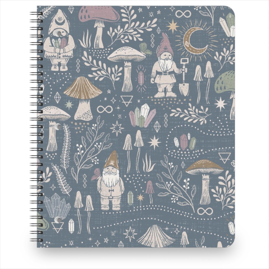 Magical Forest Gnomes - Earthy Blue Notebook, 8.5x11, Blue, True Blue