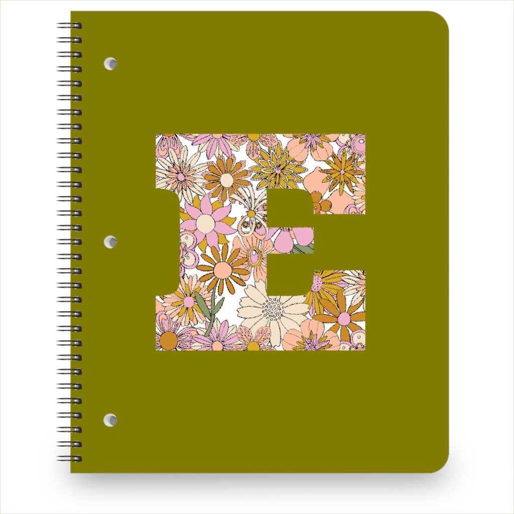 Chelsea Initial E Notebook, 8.5x11, Green