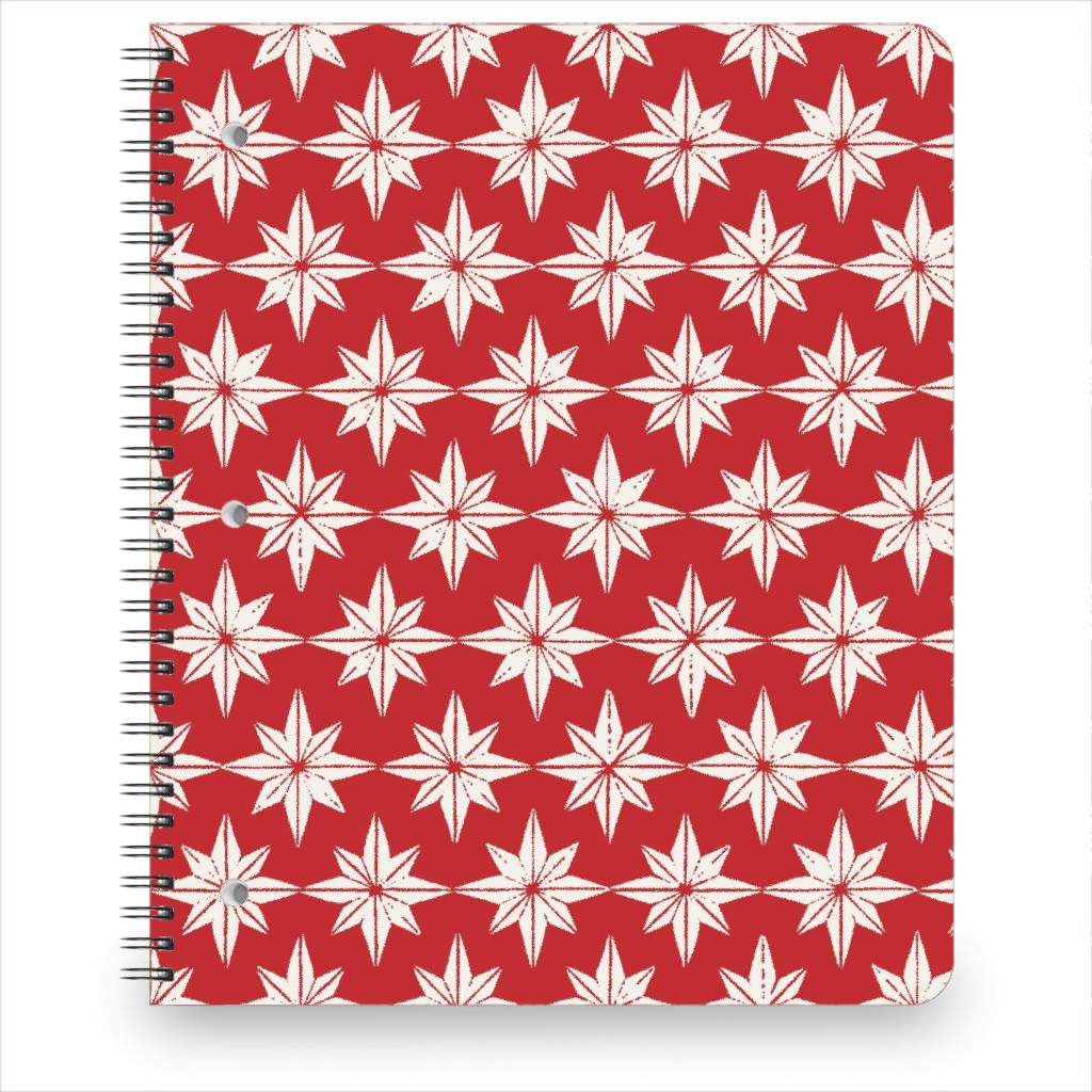 Christmas Star Tiles Notebook, 8.5x11, Red, Cherry