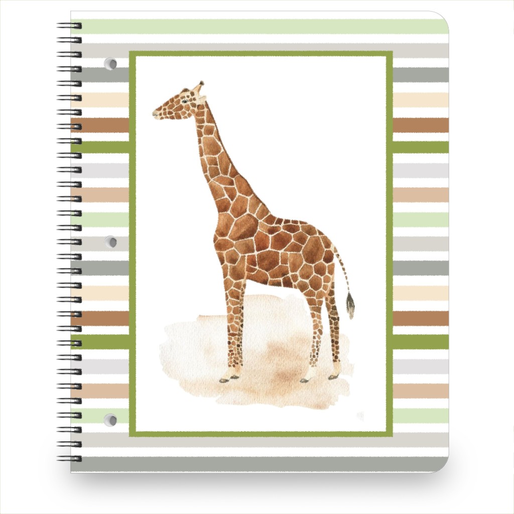 Jungle Safari Animals and Stripes Giraffe Notebook, 8.5x11, Multicolor