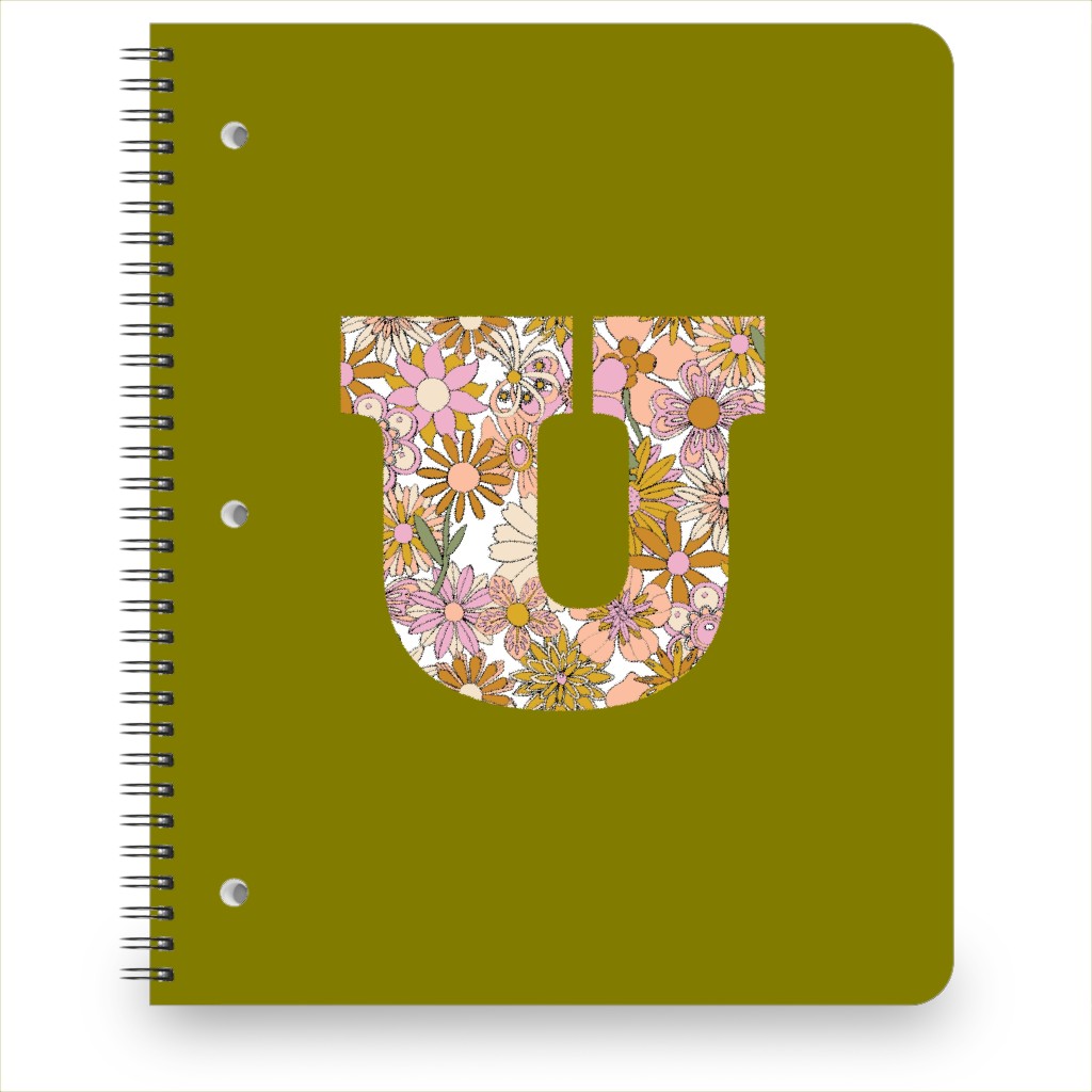 Chelsea Initial U Notebook, 8.5x11, Green