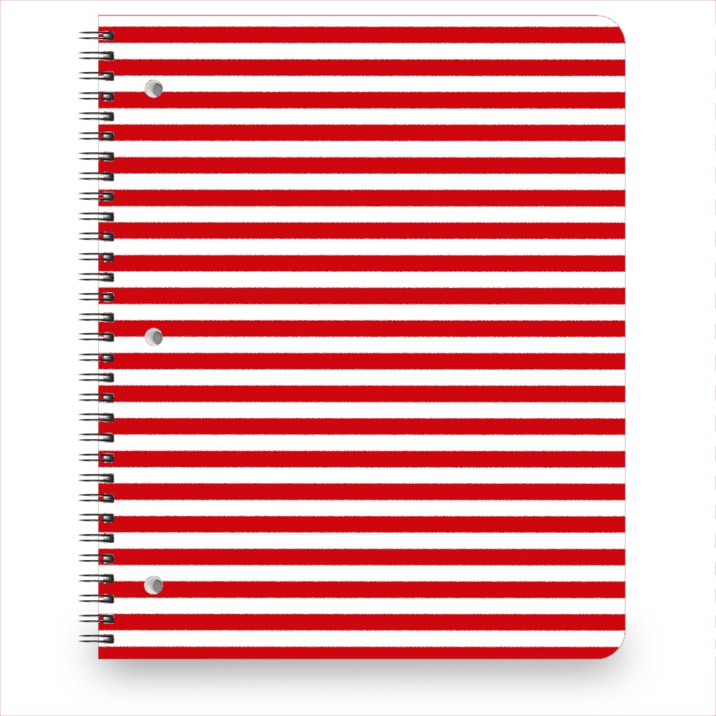Horizontal Stripe Notebook, 8.5x11, Red, Red