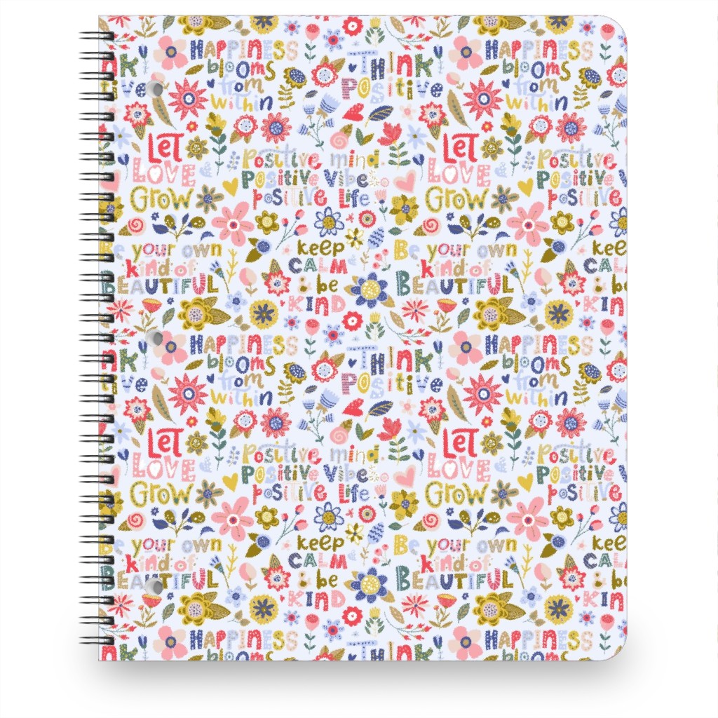 Positive Vibes - Motivational Sayings Floral - Multi Notebook, 8.5x11, Multicolor