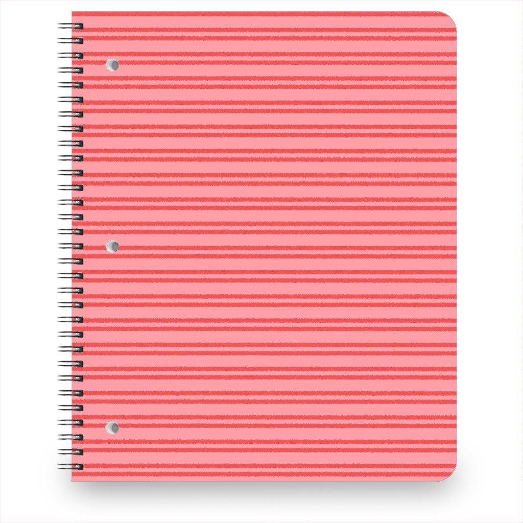 Joyful Stripes - Red and Pink Notebook, 8.5x11, Pink, Bright Pink