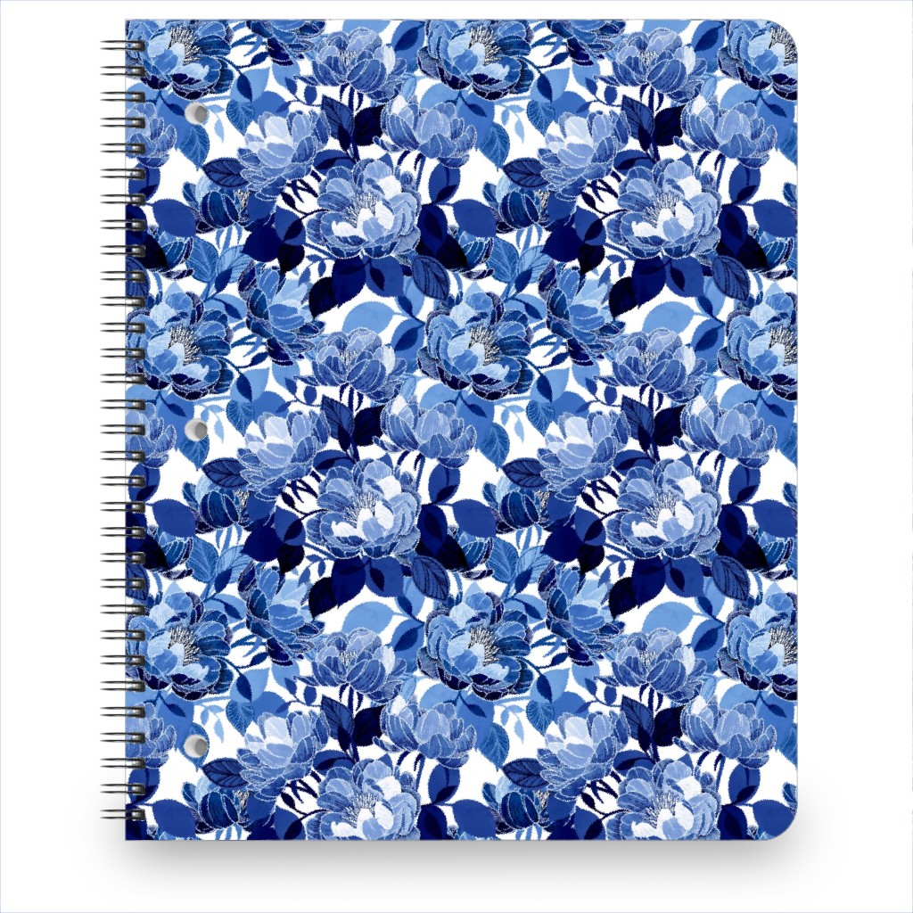 Chintz Peonies - Blue Notebook, 8.5x11, Blue, True Blue