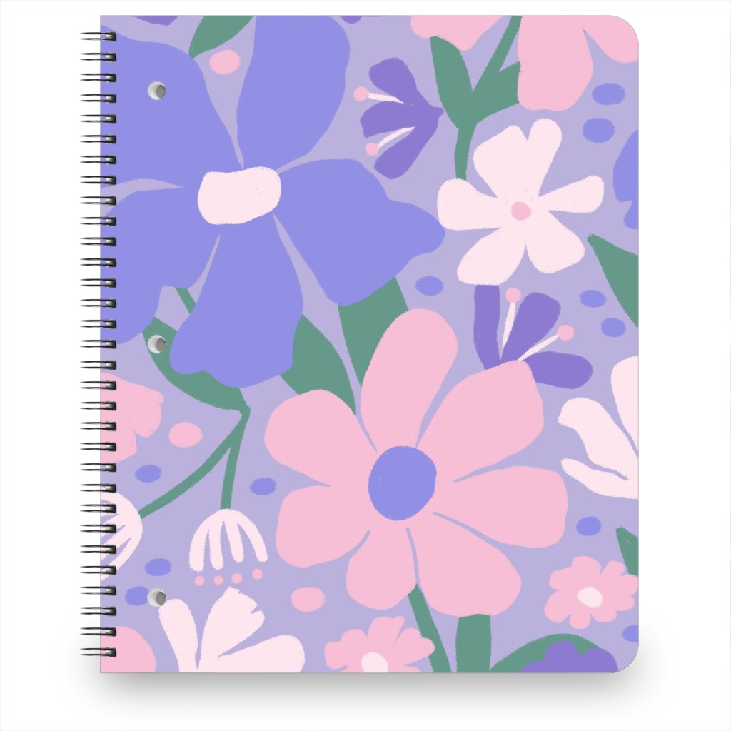 Blooming Garden on Lilac Notebook, 8.5x11, Purple, Purple