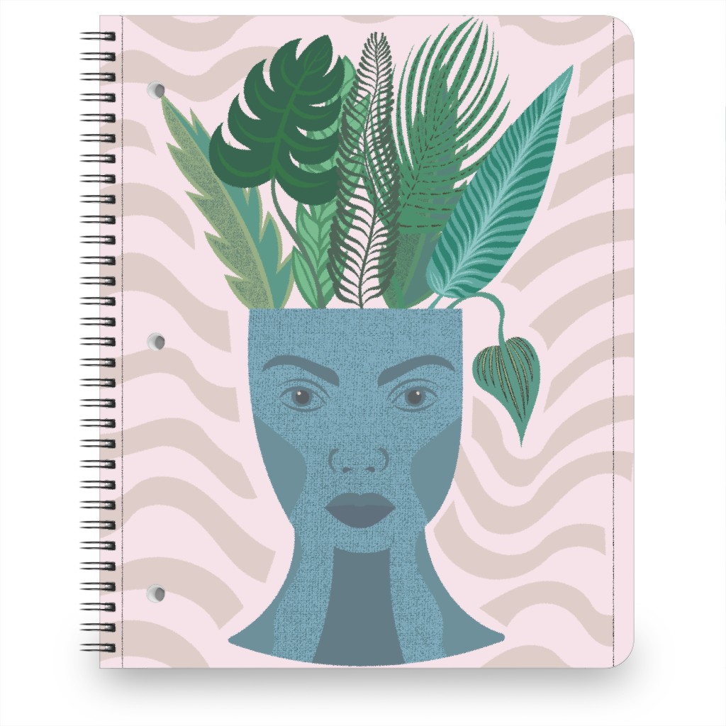 Plant Lady - Green on Light Pink Notebook, 8.5x11, Green, Classic Green