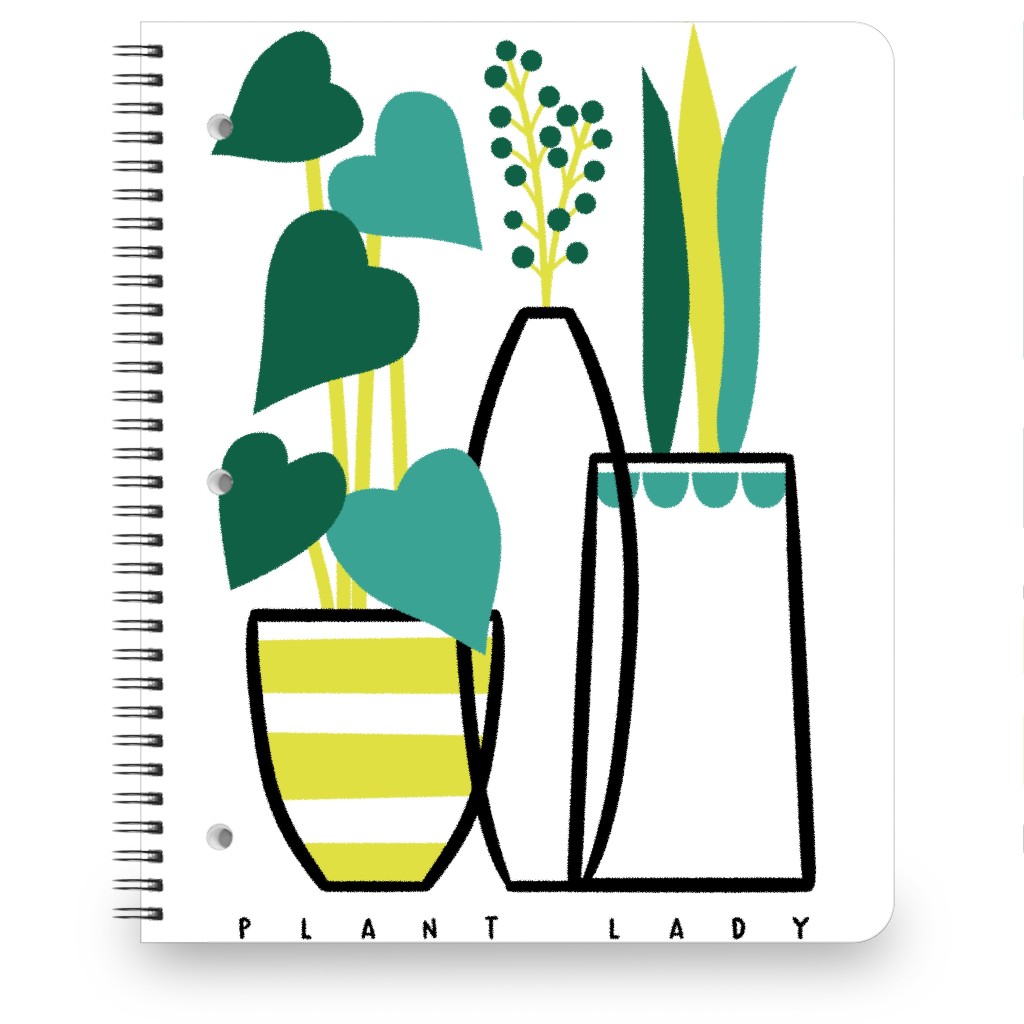 Plant Lady - Potted Plants Notebook, 8.5x11, Green, Classic Green
