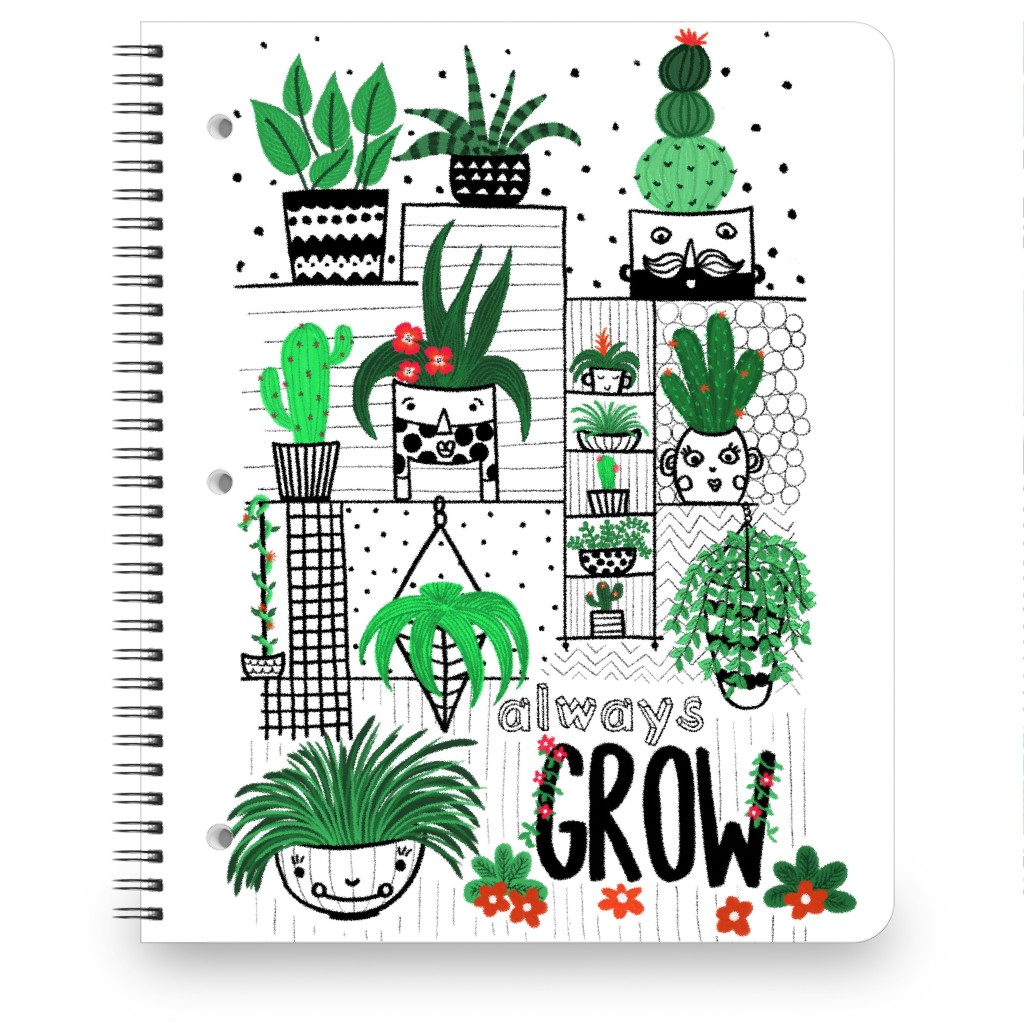 Grow Indoor Plants - Green Notebook, 8.5x11, Green, Classic Green