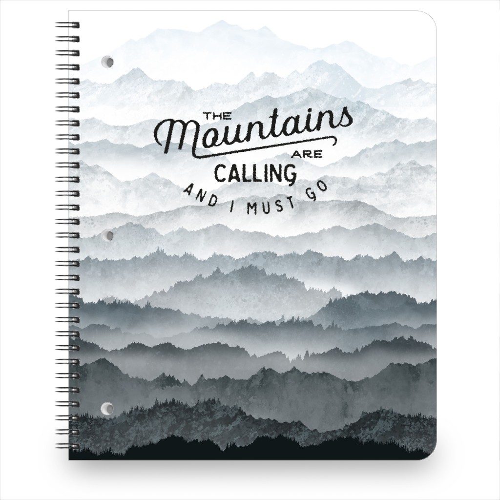 Mountains Are Calling - Gray Notebook, 8.5x11, Gray, Gray