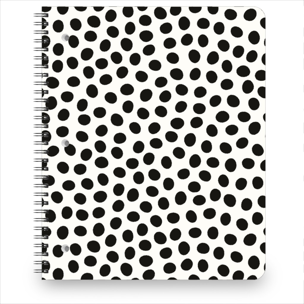 Dots - Black and White Notebook, 8.5x11, White