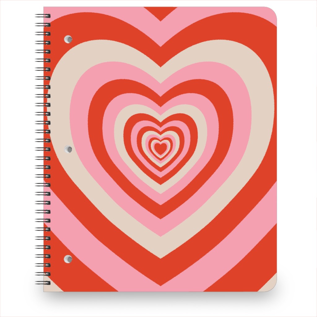 Heart Aesthetic Retro - Pink Notebook, 8.5x11, Pink, Bright Pink