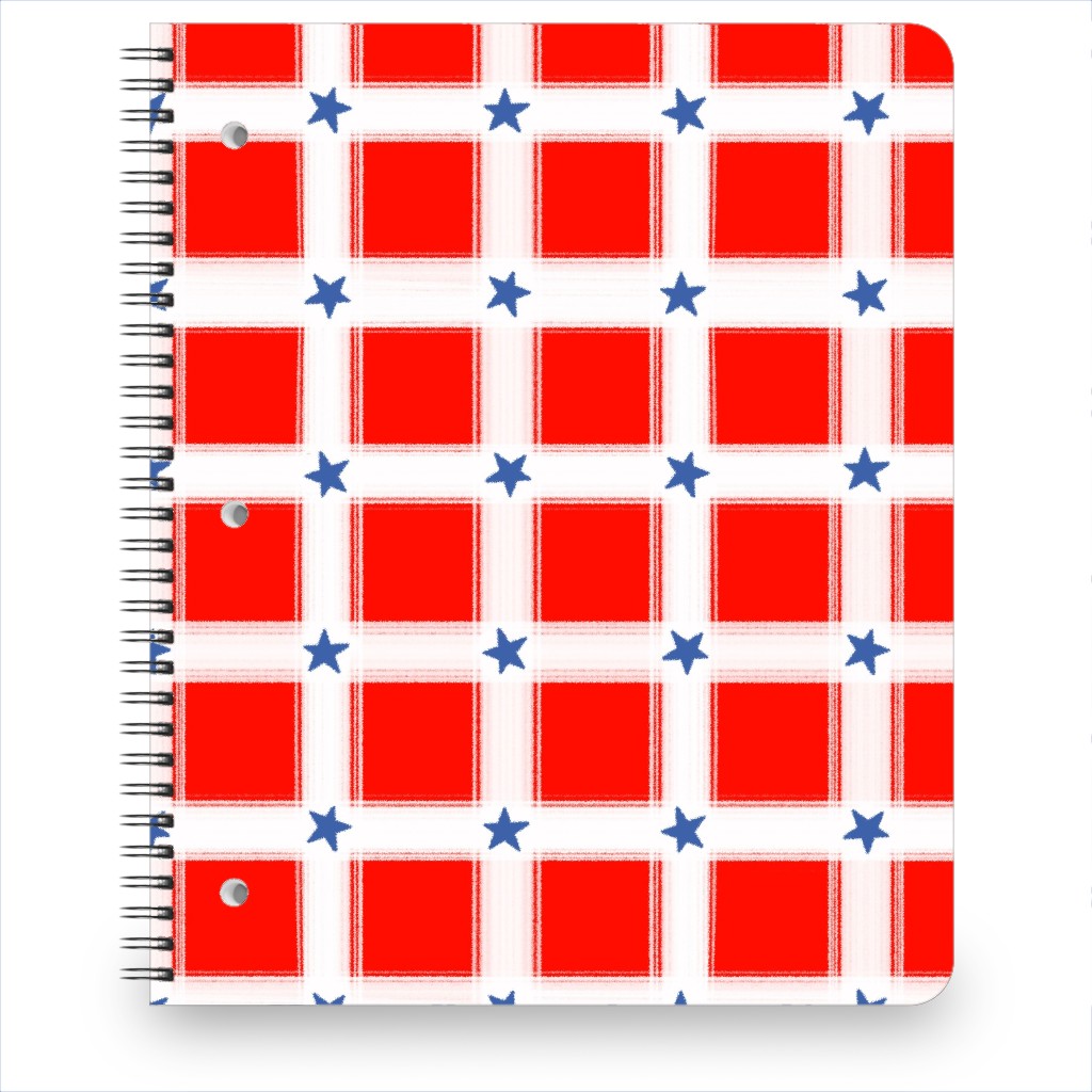 Star Plaid Notebook, 8.5x11, Red, Red