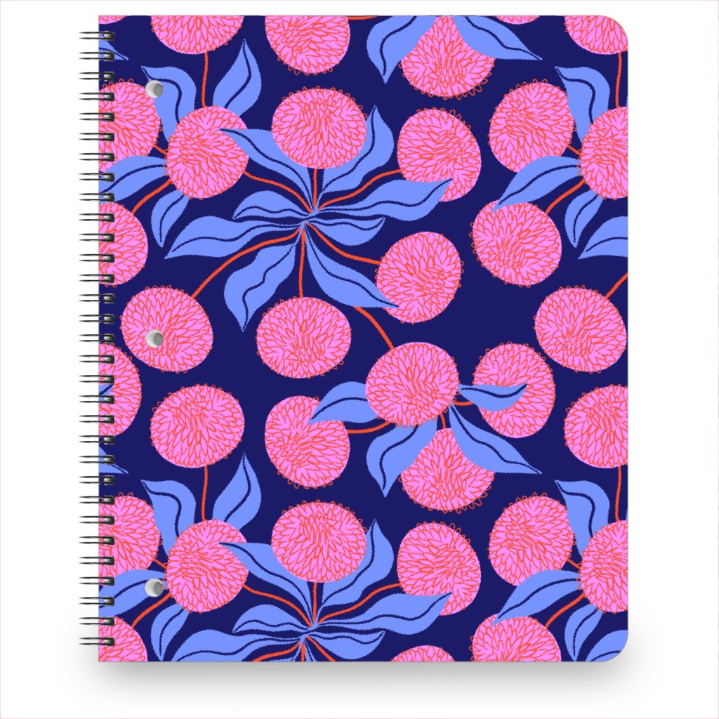 Marigold Pinwheels on Navy Notebook, 8.5x11, Multicolor