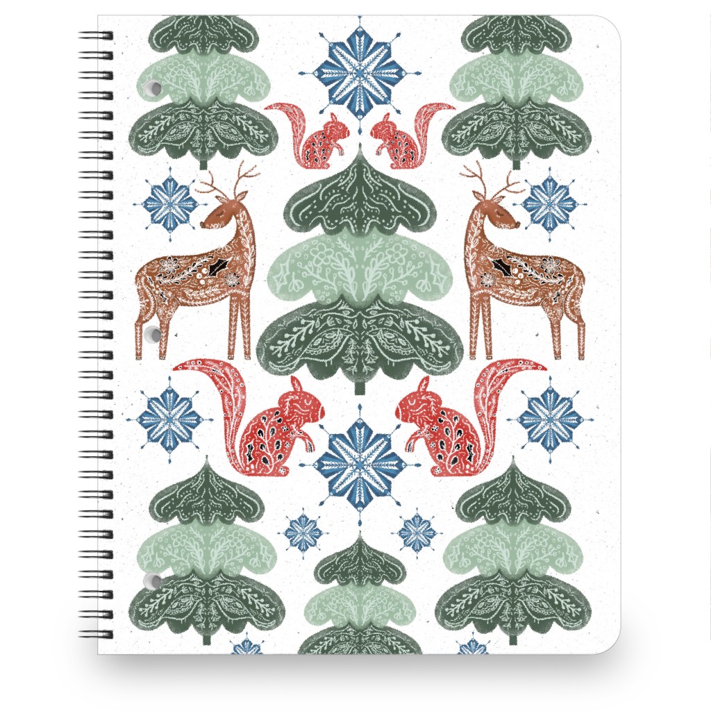Scandi Woodland Forest & Animals - Green Notebook, 8.5x11, Green, Classic Green