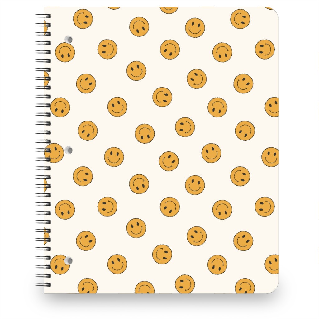 Retro Smiley Face - Cream and Yellow Notebook, 8.5x11, Yellow