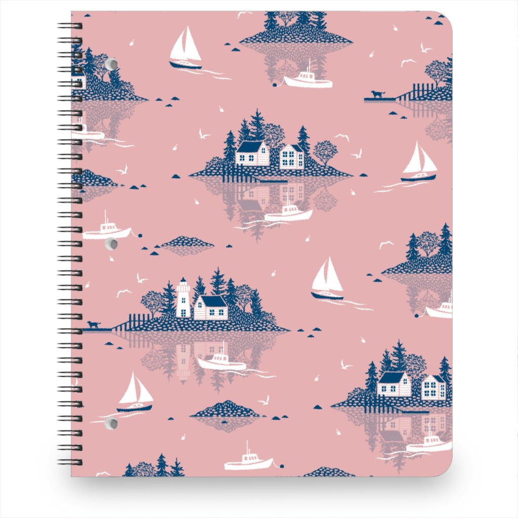 Maine Islands - Muted Pink Notebook, 8.5x11, Pink