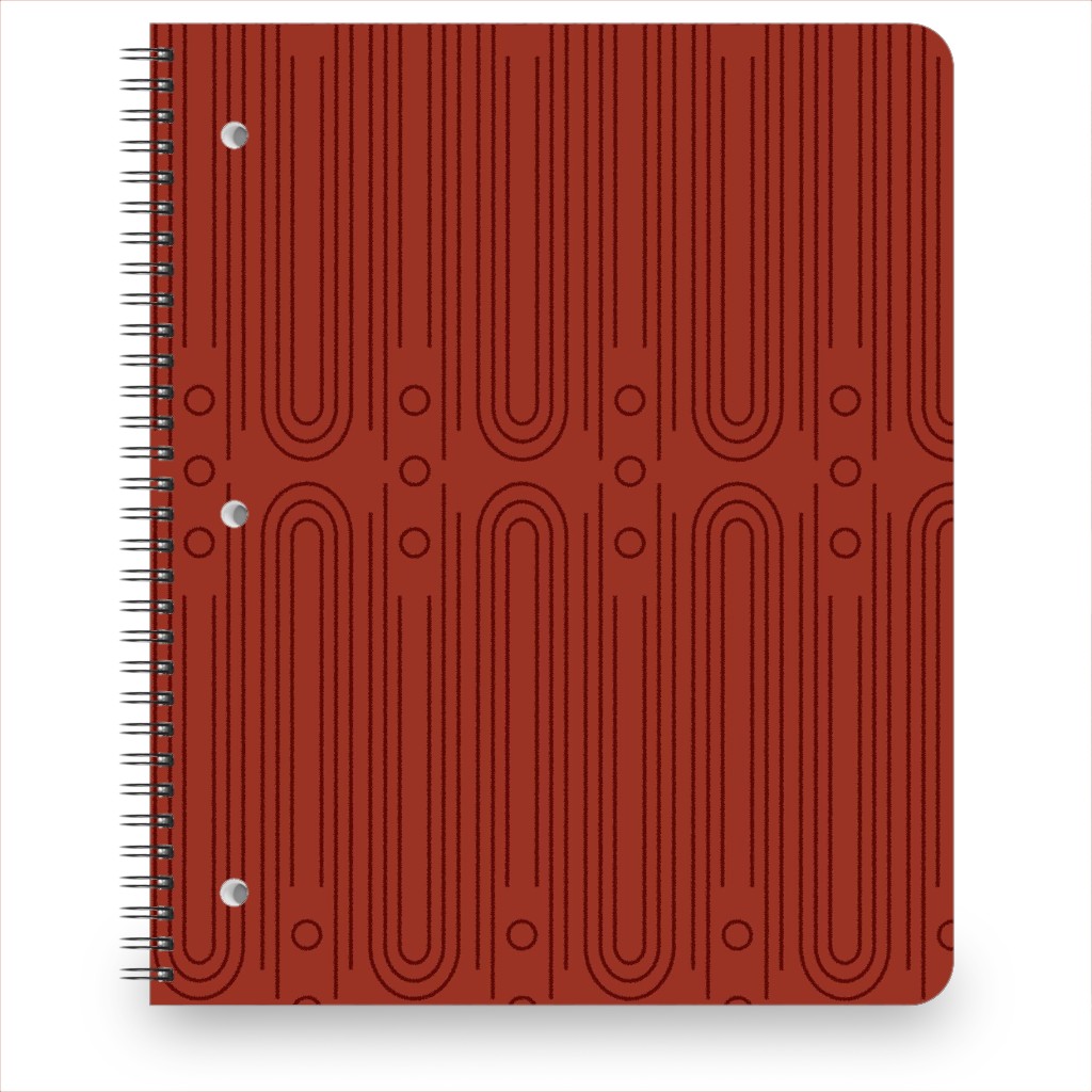 Art Deco Arches - Cranberry Notebook, 8.5x11, Red