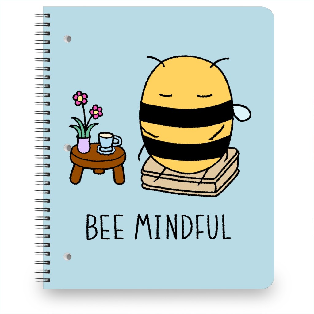 Bee Mindful Notebook, 8.5x11, Blue