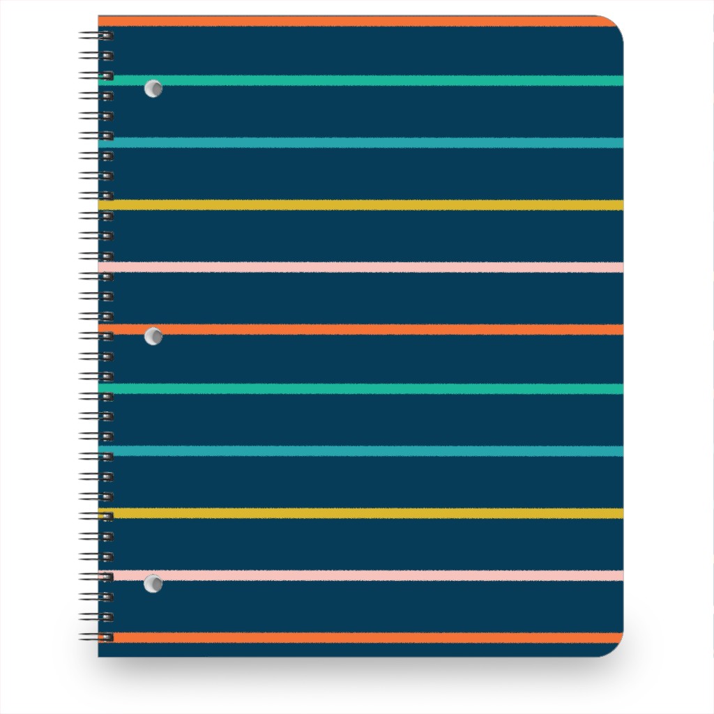 Summer Stripe - Dark Notebook, 8.5x11, Multicolor