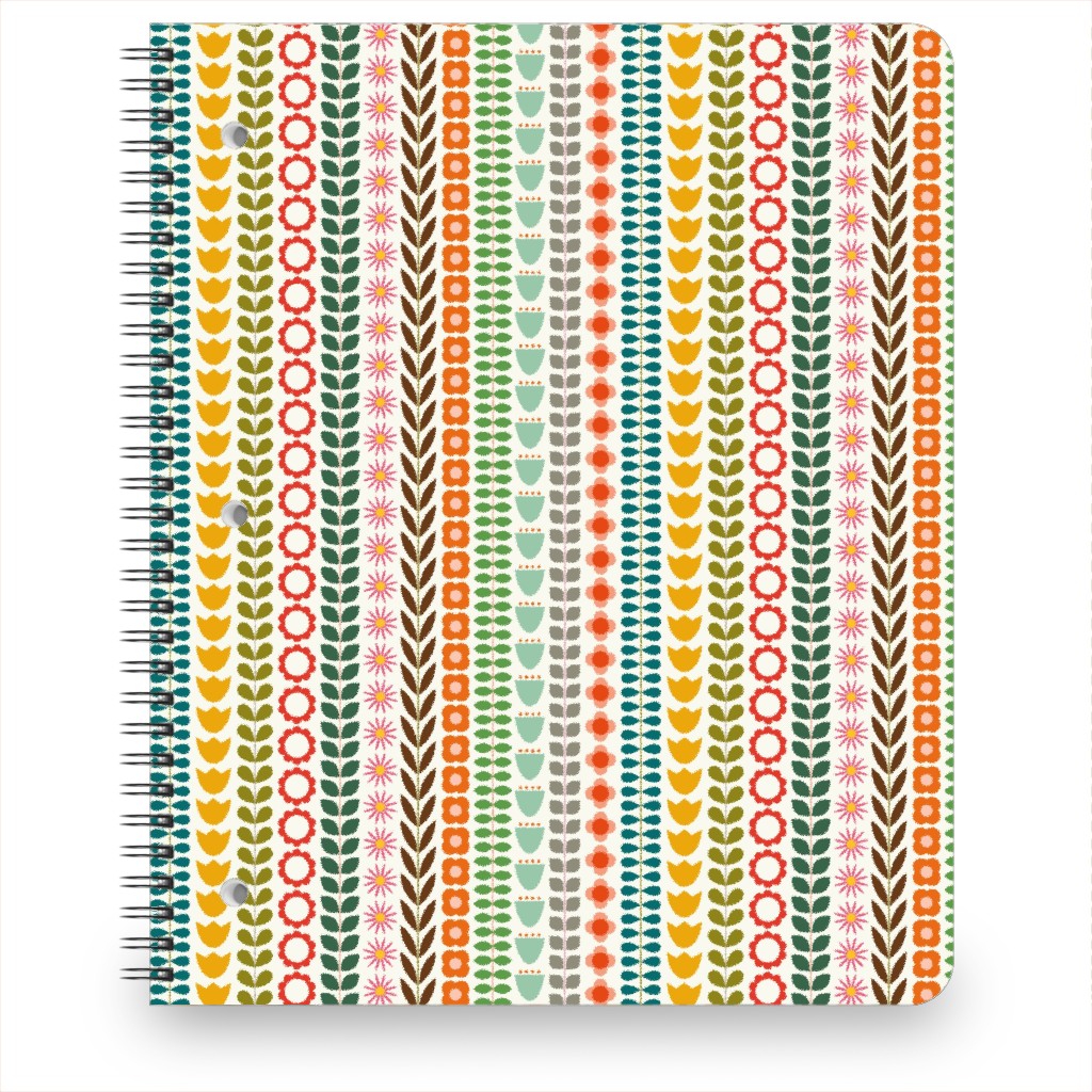 Scandinavian Folk Stripe - Multi Notebook, 8.5x11, Multicolor