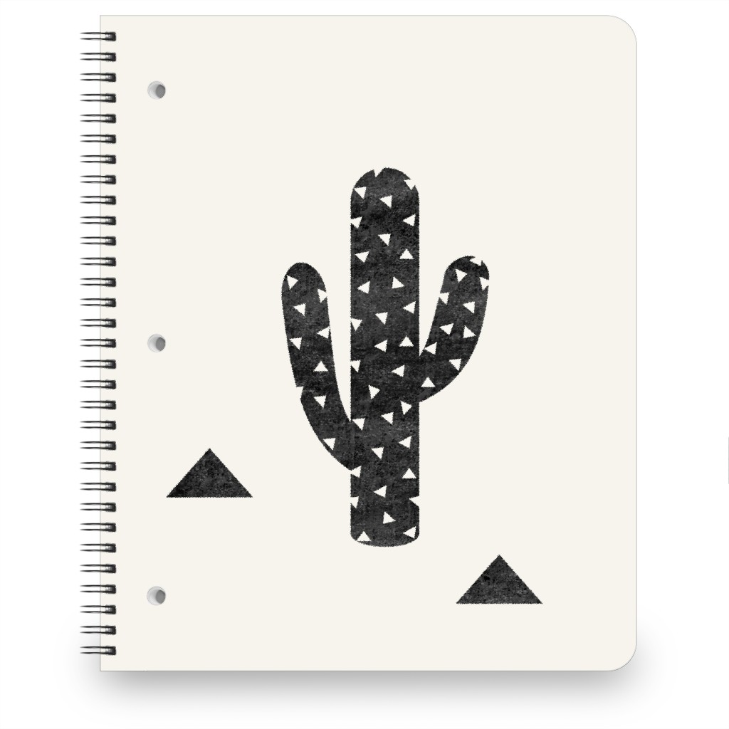 Cactus - Black and White Notebook, 8.5x11, Beige